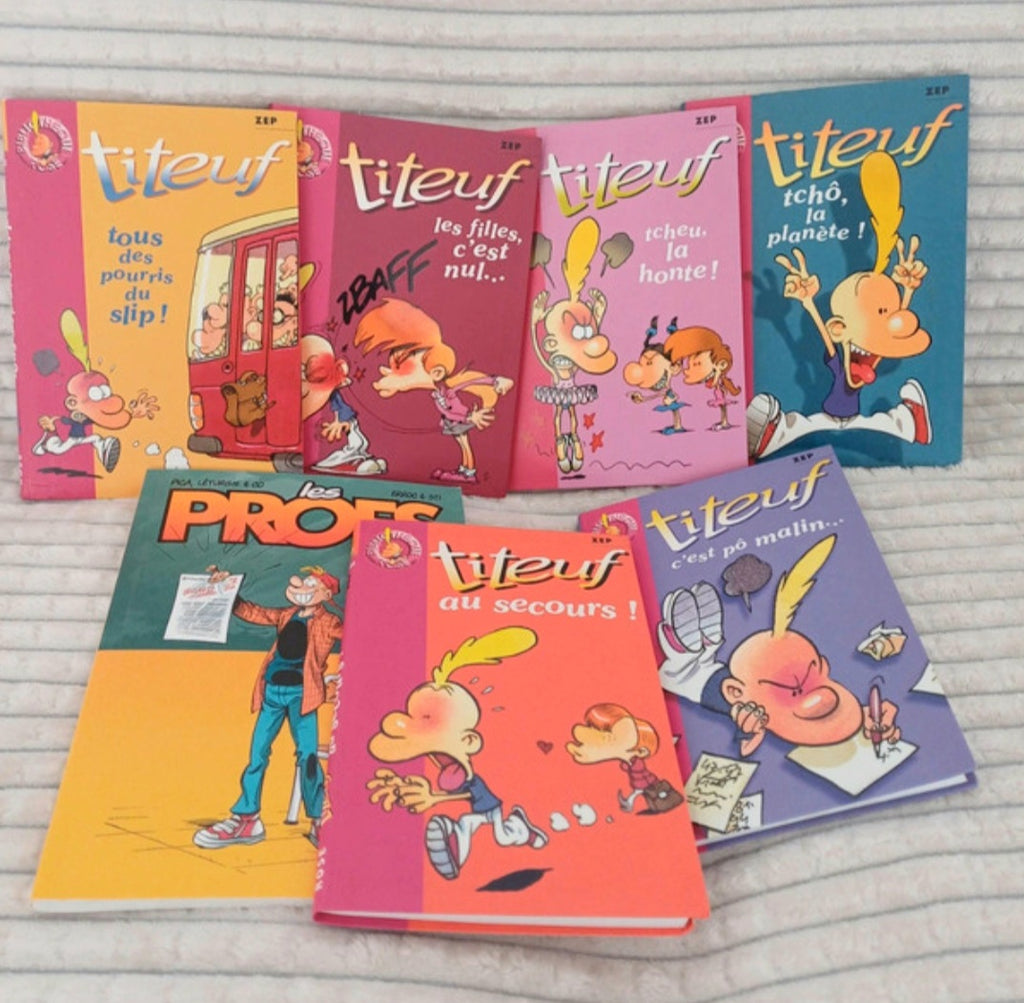 Lots six livres Titeuf et un livre Les Profs