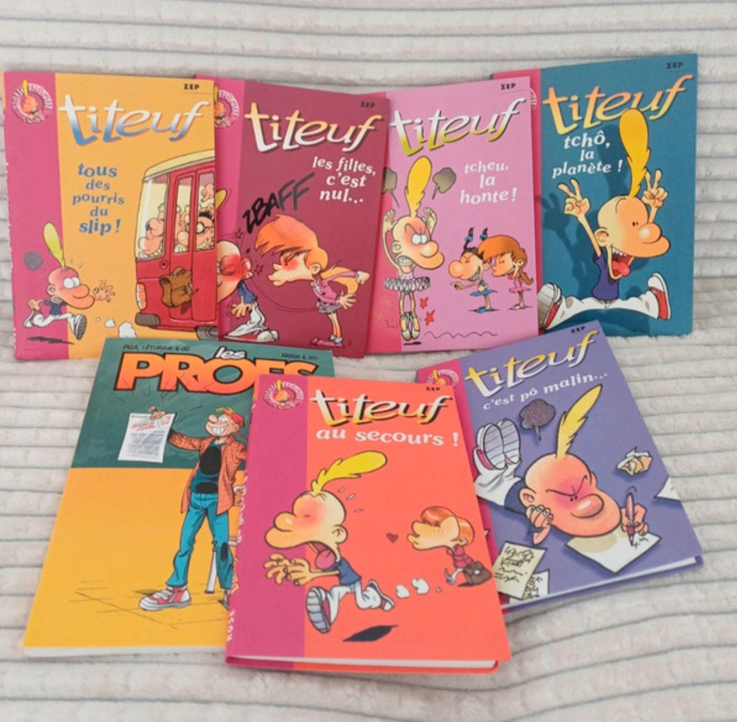 Lots six livres Titeuf et un livre Les Profs
