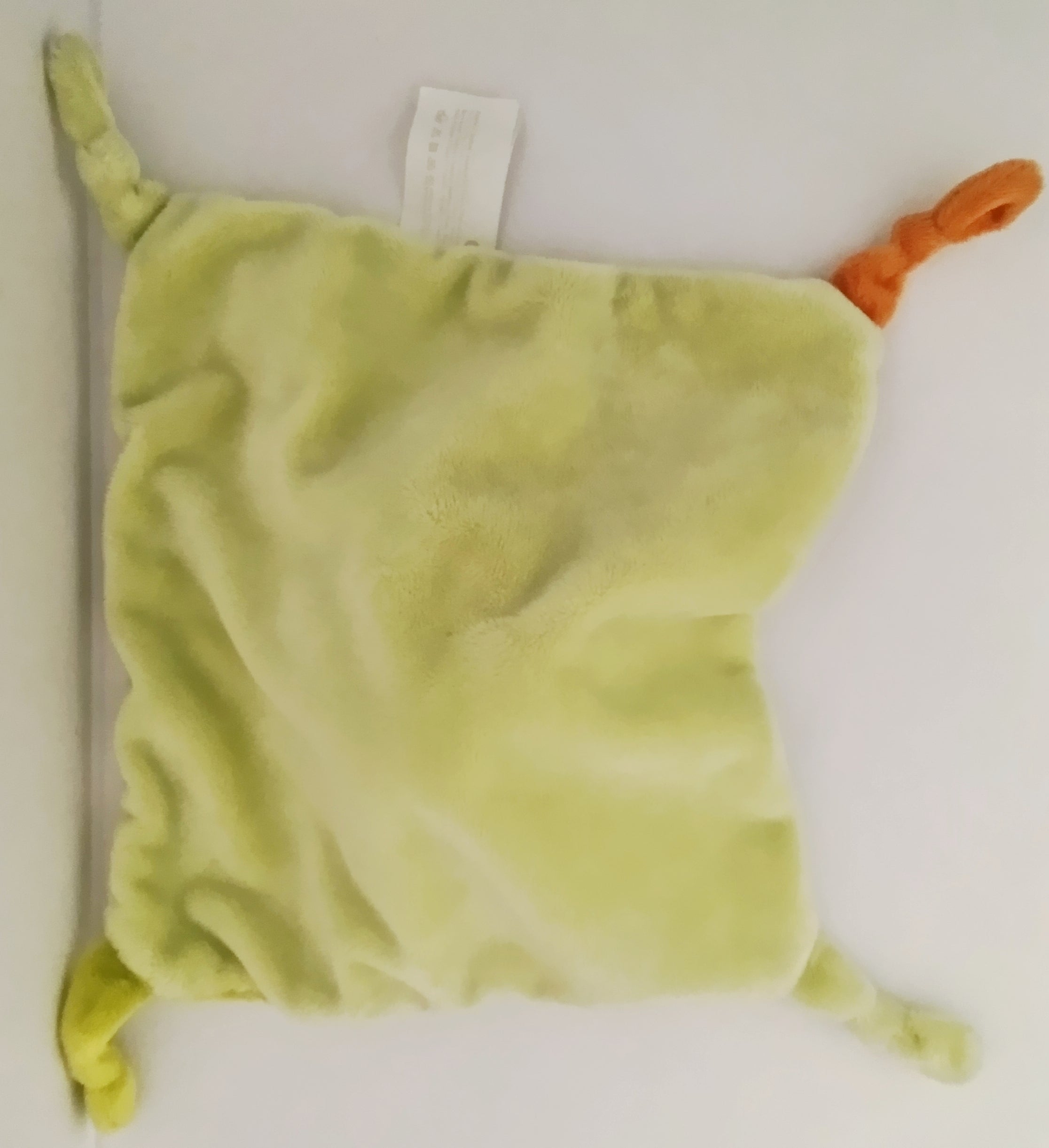 Doudou plat petit Ouistiti vert et orange KIMBALOO