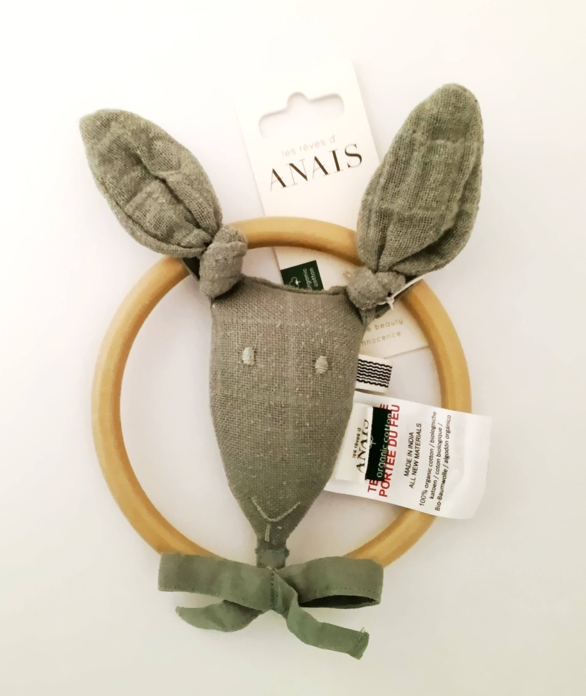 Hochet/Doudou Kangourou - Bliss Olive- Neuf