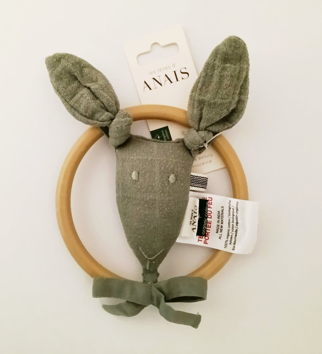 Hochet/Doudou Kangourou - Bliss Olive- Neuf