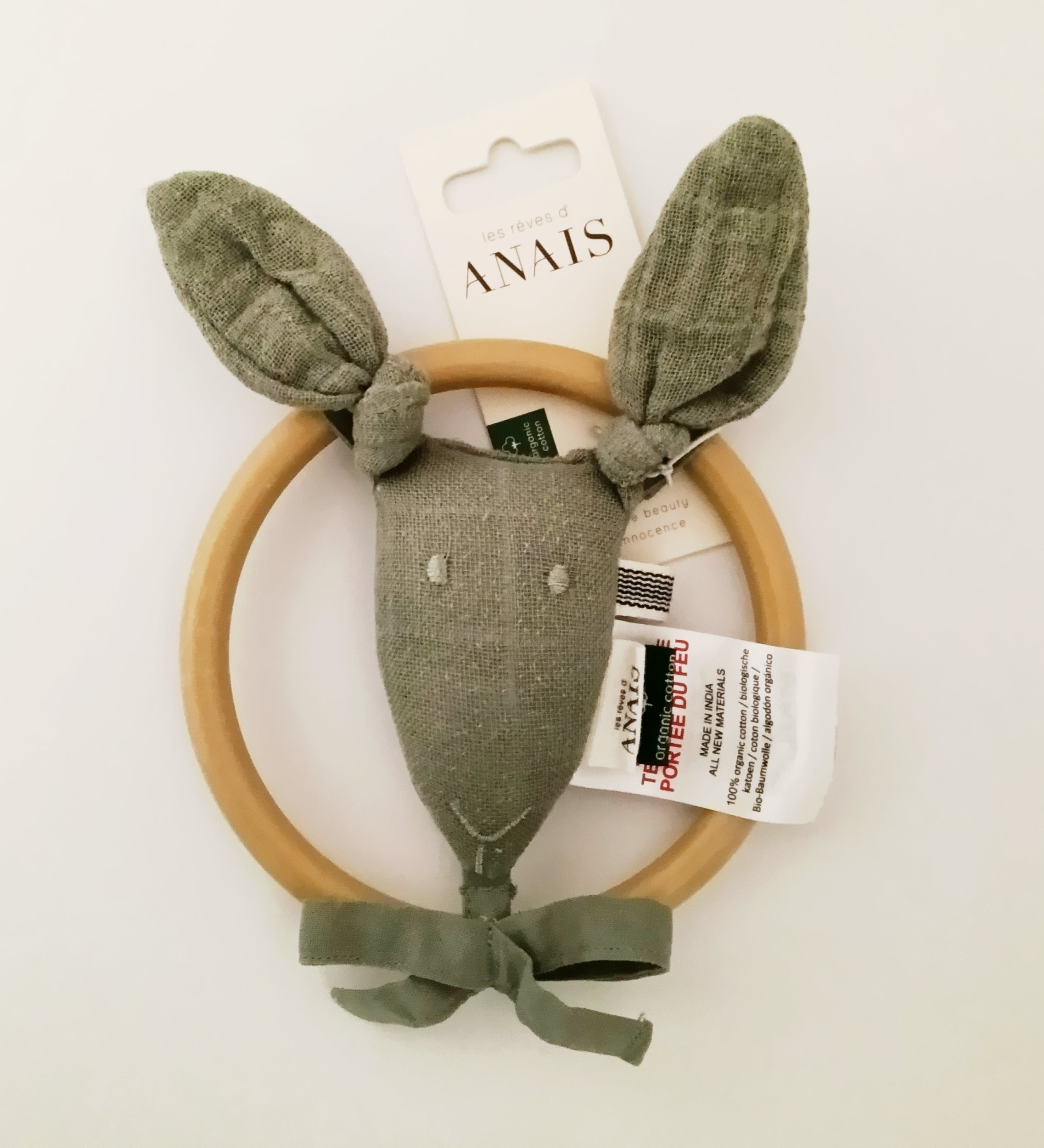 Hochet/Doudou Kangourou - Bliss Olive- Neuf
