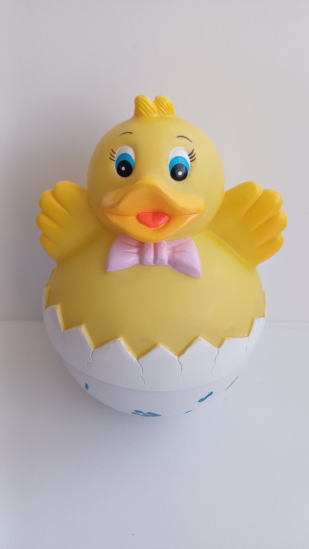 Jouet Culbuto poussin vintage dans son oeuf (Années 80)